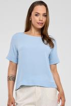 Blusa PKS Em Viscose Com Linho Azul