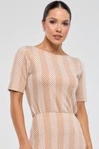 Blusa PKS Jacquard Listras Bege Blusa PKS Jacquard Listras Bege