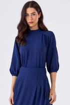Blusa PKS Manga 7/8 Azul Marinho