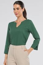 Blusa PKS Manga 7/8 Crepe Frisê Verde