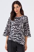 Blusa PKS Manga 7/8 Estampa P&B