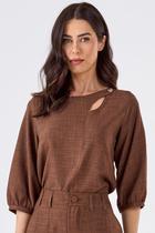 Blusa PKS Manga 7/8 Marrom Blusa PKS Manga 7/8 Marrom