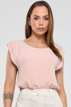 Blusa PKS Manga Curta Viscose Com Linho Rosê