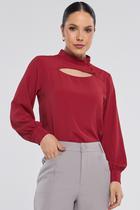 Blusa PKS Manga Longa Botões Bordo