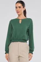 Blusa PKS Manga Longa Lastex Crepe Frisê Verde Blusa PKS Manga Longa Lastex Crepe Frisê Verde