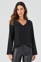 Blusa PKS Manga Longa Lurex Preto Blusa PKS Manga Longa Lurex Preto