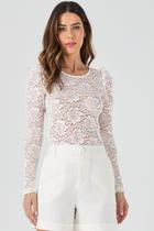 Blusa PKS Manga Longa Renda Off White