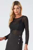 Blusa PKS Manga Longa Tule Lurex Preta