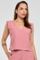 Blusa PKS Sem Manga Em Viscose Rosê