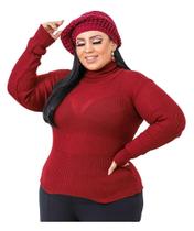 Blusa Plus Cacharrel Canelada Tricot Outono Inverno Grande