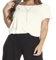Blusa Plus Size Academia C/ Barra Da Manga Dobrada G1 A G4