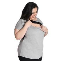 Blusa Plus Size Amamentação Manga Japonesa em Viscolycra Linda Gestante