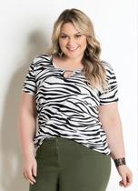 Blusa Plus Size Animal Print Estampa Zebra T-Shirt