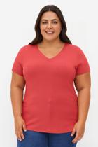 Blusa Plus Size Básica Canelada E Decote V LUNENDER 00461 Blusa Plus Size Básica Canelada E Decote V LUNENDER 00461
