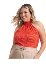 Blusa Plus Size Cavada Gola Alta Rovitex em Viscose com Elastano Blusa Plus Size Cavada Gola Alta Rovitex em Viscose com Elastano