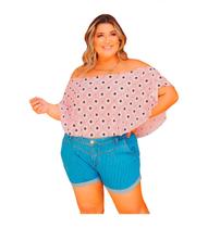Blusa Plus Size Ciganinha Cropped Verão Ombro Tendência Moda