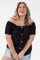 Blusa Plus Size Ciganinha Rovitex em Ribana 92% Viscose