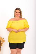 Blusa Plus Size com Babado, decote e elástico.