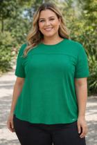 Blusa Plus Size Com Mangas Curtas Em Malha LUNENDER C5136 Blusa Plus Size Com Mangas Curtas Em Malha LUNENDER C5136