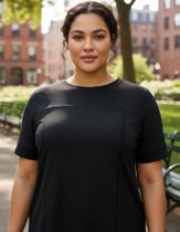 Blusa Plus Size Com Mangas Curtas Em Malha LUNENDER C5136 Blusa Plus Size Com Mangas Curtas Em Malha LUNENDER C5136