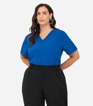 Blusa Plus Size Crepe Decote Duplo V Secret