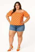 Blusa Plus Size Cropped Estampada Cigana It Curves em Cetim Blusa Plus Size Cropped Estampada Cigana It Curves em Cetim