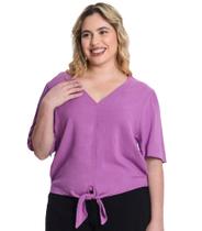 Blusa Plus Size Decote V Iris Rovitex em Viscose Sub Prime com Amarração