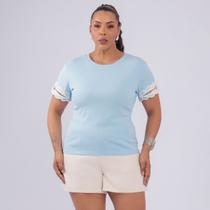 Blusa plus size detalhe bordado manga algodão fem