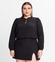 Blusa Plus Size Em Air Flow Xadrez Secret Glam Preto Blusa Plus Size Em Air Flow Xadrez Secret Glam Preto