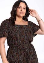 Blusa plus size em viscose decote quadrado lunender 47091