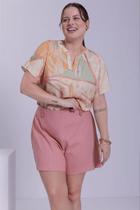 Blusa Plus Size em Viscose Estampada com Recorte V - Lunender