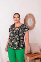 Blusa Plus Size Estampa floral e Manga Babado Blusa Plus Size Estampa floral e Manga Babado
