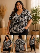 Blusa Plus Size Estampada Malha Fria, Tamanho 56