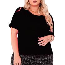 Blusa Plus Size Feminina Ampla Bata Manga Curta Japonesa Malha