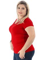 Blusa Plus Size Feminina Anistia Decote V. Lisa Básica Visco Flame Premium