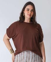 Blusa Plus Size Feminina Canelada Marisa Marrom-14009