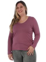 Blusa Plus Size Feminina Decote V. Manga Longa Roxo Ametista Blusa Plus Size Feminina Decote V. Manga Longa Roxo Ametista