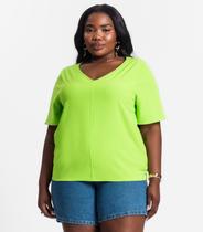 Blusa Plus Size Feminina Decote V Secret Glam Verde Blusa Plus Size Feminina Decote V Secret Glam Verde