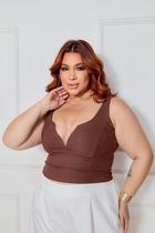 Blusa Plus Size Feminina Decote V Tule Luxo Confortável 46