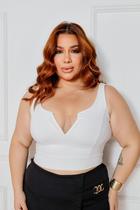 Blusa Plus Size Feminina Decote V Tule Luxo Confortável 46