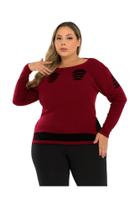 Blusa Plus Size Feminina em Malha Mousse com Detalhes Jaú Blusa Plus Size Feminina em Malha Mousse com Detalhes Jaú