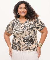Blusa Plus Size Feminina Estampa Folhas Marisa-14004