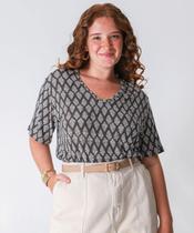 Blusa Plus Size Feminina Estampada Marisa Preto-24027 Blusa Plus Size Feminina Estampada Marisa Preto-24027