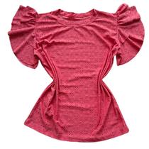 Blusa Plus Size Feminina Manga Curta 2 babadinho Lese Elastano