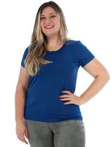 Blusa Plus Size Feminina Manga Curta Anistia Azul Bic Blusa Plus Size Feminina Manga Curta Anistia Azul Bic
