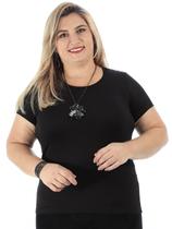 Blusa Plus Size Feminina Manga Curta Anistia Preta Blusa Plus Size Feminina Manga Curta Anistia Preta
