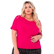 Blusa Plus Size Feminina Manga Curta Japonesa Ampla Bata em Malha