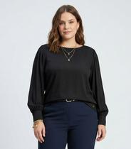 Blusa Plus Size Feminina Manga Longa Secret Glam Preto Blusa Plus Size Feminina Manga Longa Secret Glam Preto