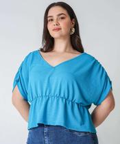 Blusa Plus Size Feminina Textura Manga Curta Marisa-17000 Blusa Plus Size Feminina Textura Manga Curta Marisa-17000