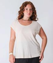Blusa Plus Size Feminina Textura Marisa Bege-70016 Blusa Plus Size Feminina Textura Marisa Bege-70016
